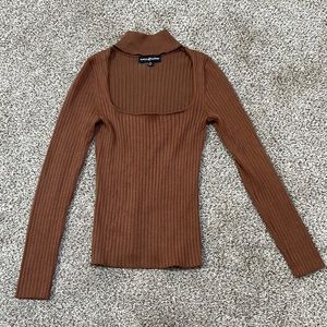 Choker Neck Brown Almost Famous Long Sleeve Top